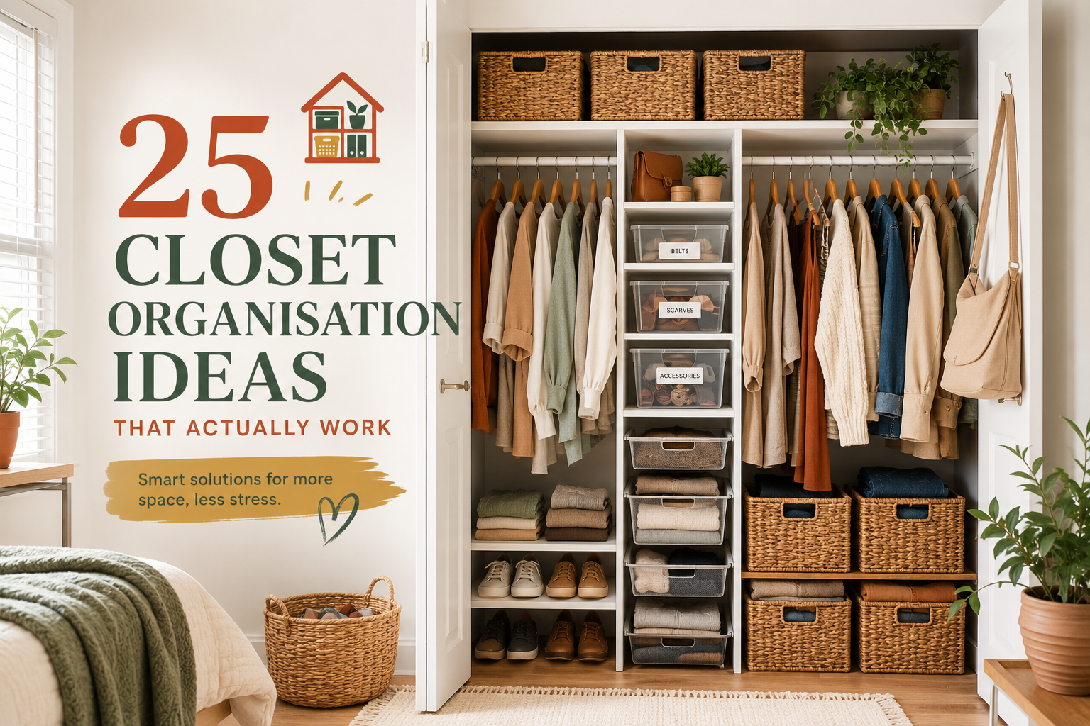 25 closet organization ideas that actually work - budget-friendly storage graphic